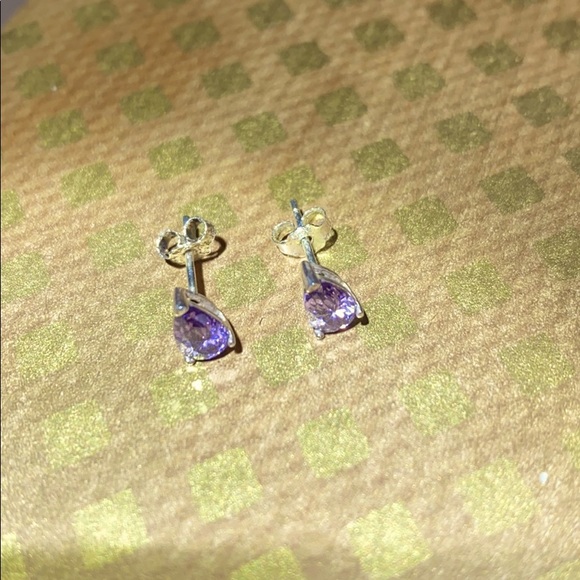 Amethyst stud earrings catch light like crazy - Picture 1 of 8